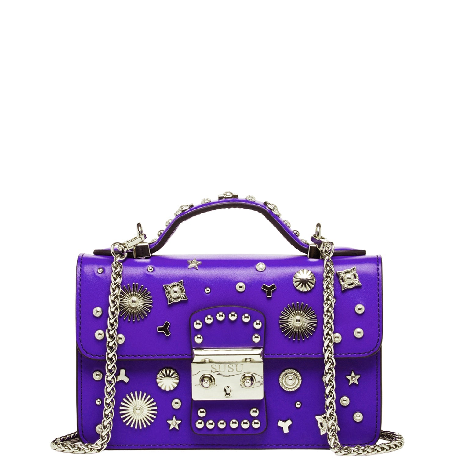 Studded Small Leather Crossbody Bag Royal Blue Purse  Women's Handbag