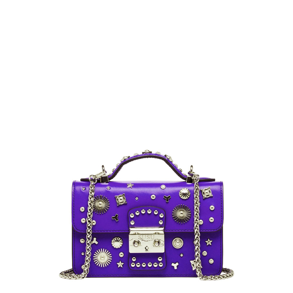 Studded Small Leather Crossbody Bag Royal Blue Purse  Women's Handbag