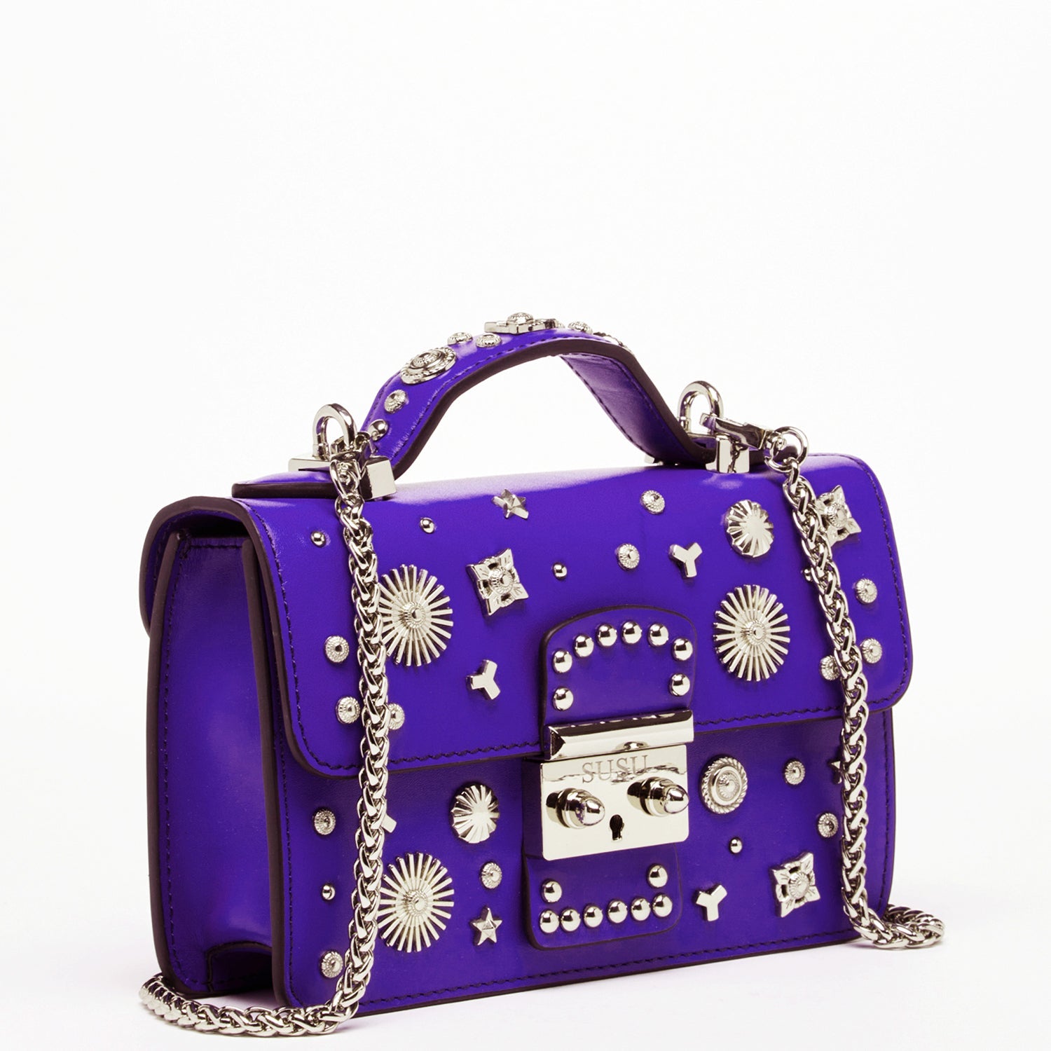 Studded Small Leather Crossbody Bag Royal Blue Purse  Women's Handbag